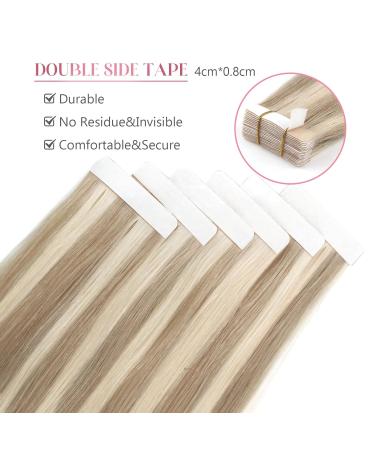 Buy Sixstarhair Invisible Tape Extensions - Real Ash Blond Hair 20 Pieces (50g) #8/60 45cm - Perfect for Women - Buy Online on GoSupps.com