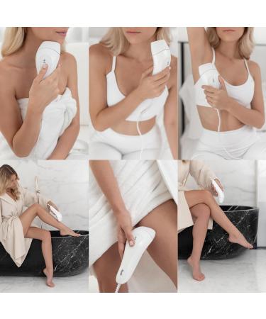 Mandy Skin Laser IPL Hair Removal Device for Permanent Painless Home Salon Quality Skincare | 2 Intensity Modes, 5 Levels, 2 Skin Tone Sensors - White - Buy Online on GoSupps.com