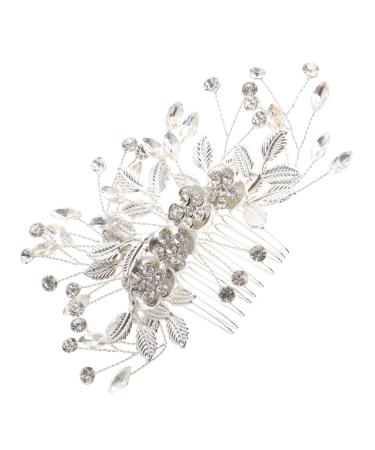 Didiseaon Bridal Hair Comb Hair Comb Bridal Side Comb Hair Jewels for Women Wedding Headpiece Floral Decorations Hair Accessories for Women Wedding Tiara Alloy Hair up Bride Leaf