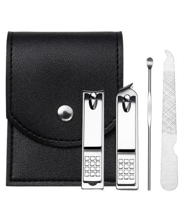 Nail Clipper Set Advanced Stainless Steel Nail Clippers and Toenail Clippers Nail Clipper Set with Nail File Men and Women (Color : Black)