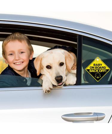 Bewudy 2 PCS Baby on Board Car Warning Sign with Suction Cups - Reusable Yellow Baby in Car Sticker (Back Off) - Eye-catching Safety Decal for Vehicles - Buy Online on GoSupps.com