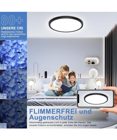Modern Black LED Ceiling Lamp - 18W Cold White Light for Bathroom Kitchen & Living Room (2-Pack) - Buy Online on GoSupps.com