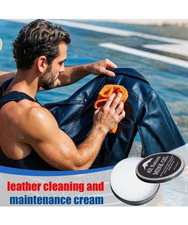  Krujecnt Leather Conditioner and Cleaner Mink Oil Cream for Jackets Boots and Bags | Restores shine prevents cracking and yellowing | Gentle all-purpose balm for - Buy Online on GoSupps.com