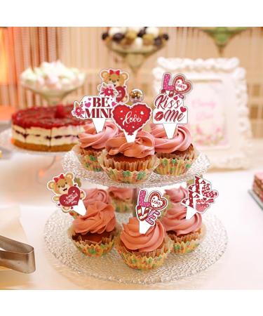 24 Pieces Valentine s Day Themed Cupcake Toppers Love Cupcake Picks Decorations - Buy Online on GoSupps.com