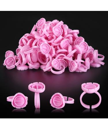 Glue Rings for Eyelash Extensions Glue Rings Pretty memory 100PCS Smart Lash Rings Blooming Eyelash Glue Holder Volume Fanning Cup for Lash Extension Supplies  Pink