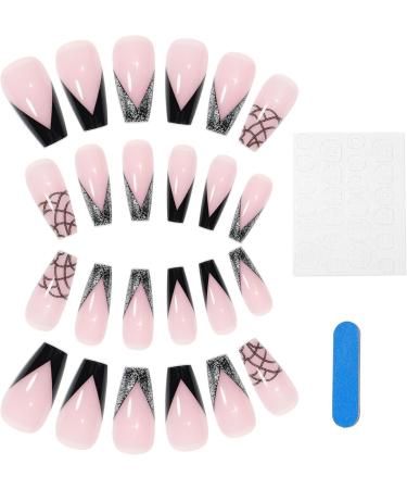 Press On False Nails Pink Fake Nails Sets False Nails with Designs Medium Length Women Girls Fake Nails with Nail Glue and Nail File Manicure Tools Jp0474-08 - Buy Online on GoSupps.com