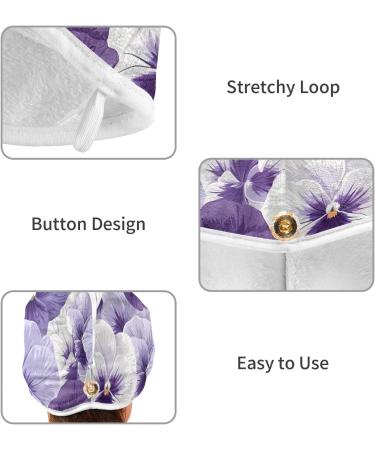 Super Absorbent White Violet Pansy Flowers Hair Towel 2 Pack - Quick Dry Hair Turbans & Twisty Wraps for Women & Girls - Buy Online on GoSupps.com