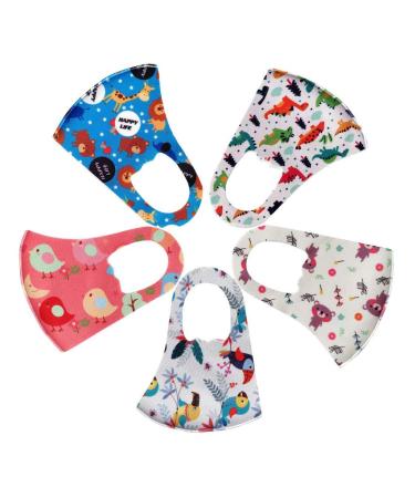 9 Packs Kids Protect_Cover_Mask Reusable Washable Ice Silk Boys Girls Mouth Protection Nolvety Adjustable Earloops Outdoors Sports Anti-dust Household Cleaning Cycling Camp