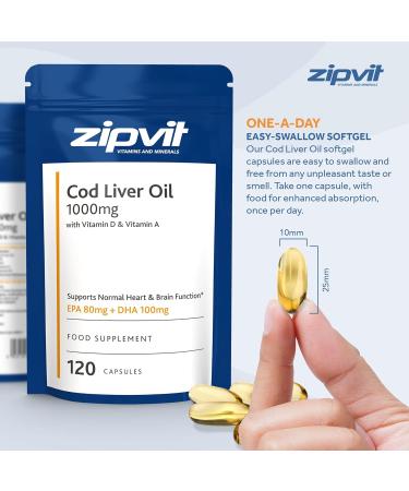 High Strength Cod Liver Oil 1000mg with Vitamin A & D | 360 Softgels | Omega 3 Fish Oil for Heart, Brain & Immune Support | Eco-Friendly Pouch - Buy Online on GoSupps.com