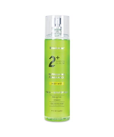 Brookstone 2 Plus Essential Oil Blend Body Spray | Body Mist with Nature's Finest Shea Butter & Vitamin E | Experience enchanting scents for a lasting impression | Yuzu & Grapefruit 8 Fl oz Yuzu Grapefruit