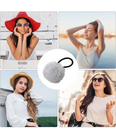 Yabauuop Hair Rope for Girls - Chic Furry Ball Hair Ties - Fashionable Hair Ties for Women And Girls Versatile Ponytail Holders for Dating Parties grey - Buy Online on GoSupps.com