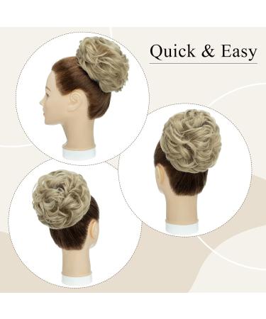 Silk-Co Hair Part with Rubber Band - Wavy Soft Dutt Hair Extensions 55g Ash Blonde Messy Bun Updos - Buy Online on GoSupps.com