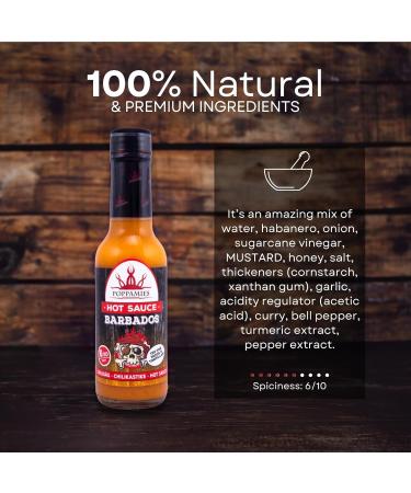Poppamies Hot Sauce - Authentic Barbados Caribbean Flavor | Gluten-Free & Lactose-Free | Spicy 6/10 | 150ml - Buy Online on GoSupps.com
