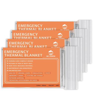 QIO CHUANG Emergency Mylar Thermal Blankets -Space Blanket Survival kit Camping Blanket (4-Pack). Perfect for Outdoors, Hiking, Survival, Bug Out Bag ,Marathons or First Aid 1