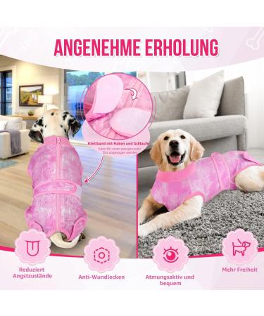 Slowton Dog After Surgery Suit - Soft Breathable Anti-Wound Licking Protection - Zippered One-Piece for Male & Female Dogs - XL Tie-Dye Rosa - Buy Online on GoSupps.com