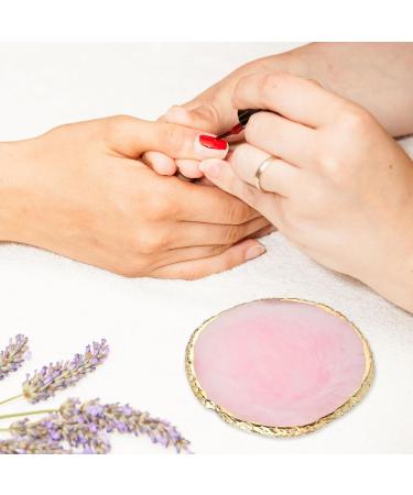 Thinp 2 Pcs Nail Art Palette Set - Resin Nail Polish Plates with Stainless Stirring Rod & Gold Edge - Perfect for Gel Polish Art (Green & Pink - Buy Online on GoSupps.com