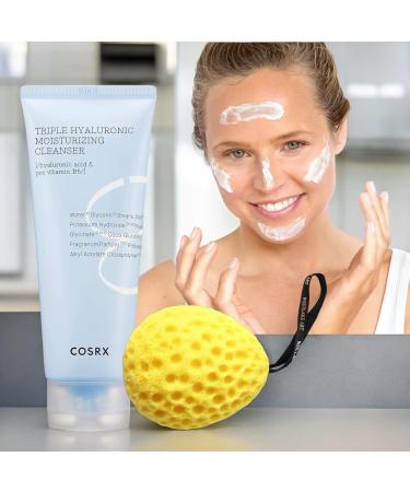 Hydrium Triple Hyaluronic Cleanser 5.07 Fl.Oz | Deep Hydration & Vitamin B5 | Gentle Daily Facial Cleanser for Women | Korean Skincare Bundle with Bath Sponge | Cruelty-Free (Pack of 2 - Buy Online on GoSupps.com