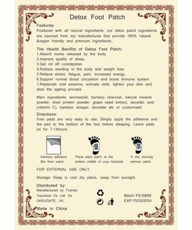 100pcs Natural Organic Detox Foot Patches for Clean Body, Pain Relief & Stress Relief - Improve Sleep Quality - Buy Online on GoSupps.com