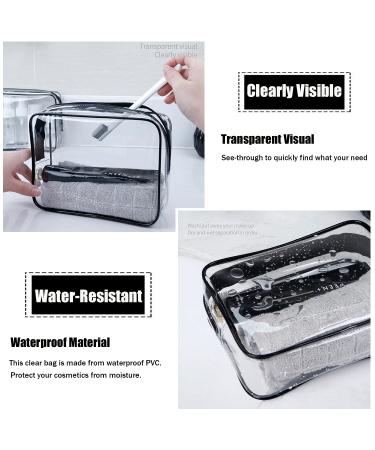 TSA Approved Clear Toiletry Bag Set - 3 Pcs Quart Size Makeup Bags for Men and Women - Carry-on Compliant Cosmetic Travel Bag (Black) - Buy Online on GoSupps.com