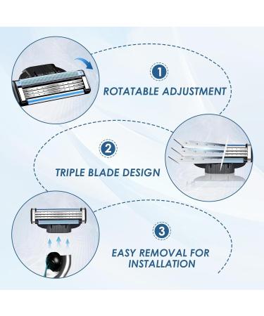 Buy Razor Blades for Men | 12 Triple Blade Refill - Anti-Clog Design for Wet Razors - Buy Online on GoSupps.com