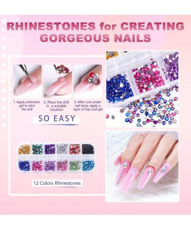 Pink Nude Glitter Poly Gel Nail Kit with Lamp - Easy Quick Builder Gel with Rhinestone & Dual Forms - Complete Poly Nail Gel Kit in Nude Pink Colors - Buy Online on GoSupps.com