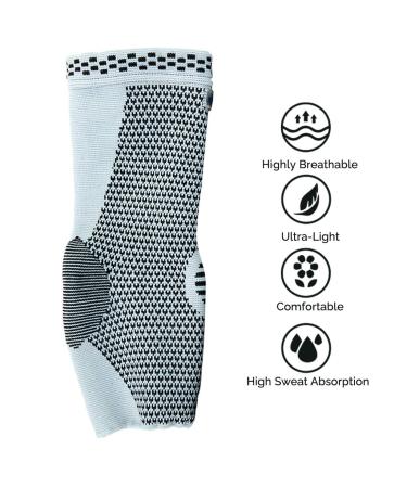 Neotech Care Ankle Support Sleeve - Bamboo Fiber Knitted Fabric - Light Elastic & Breathable - Medium Compression - Sports Exercise Gym - Right or Left Foot Men Women - Grey (Size S 1 Pair) S 2 - Buy Online on GoSupps.com