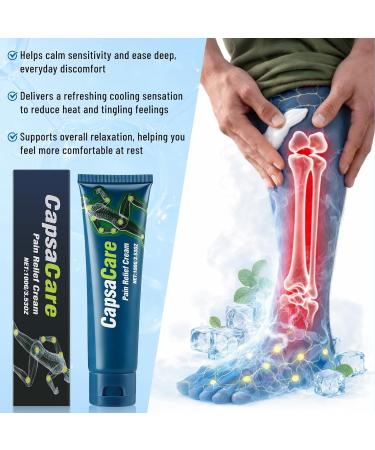 2 Pack CapsaCare Neuropathy Relief Cream Capsaicin Nerve Relief Cream with Mint & Lavender Oil Cooling & Soothing Formula for Skin Discomfort Lightweight & Non-Greasy - Buy Online on GoSupps.com