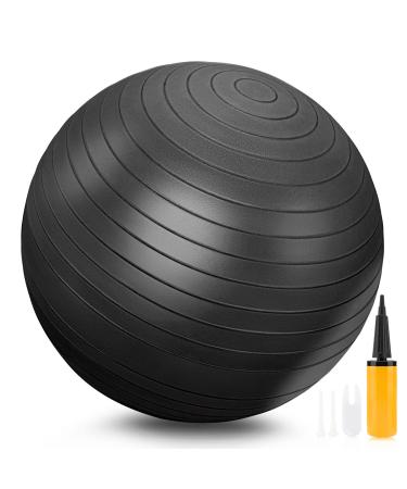 Exercise Ball, Thick Anti-Slip & Anti-Burst Yoga Pilates Ball for Pregnancy Birthing, Physical Therapy and Core Balance Training, Fitness Balance Ball with Air Pump, Suitable for Home Gym Office 26" Black