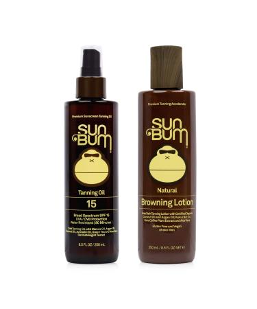 Sun Bum Sun Bum Browning Lotion and Spf 15 Tanning Oil Vegan and Reef Friendly (octinoxate & Oxybenzone Free) Sun Tanning Cream and Oil With Aloe Vera