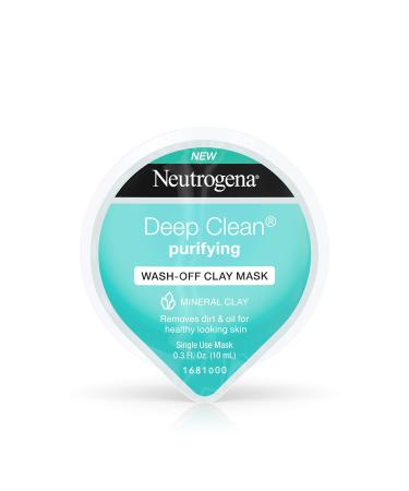Neutrogena Deep Clean Gentle Purifying Wash-Off Clay Face Mask, Oil-Free and Non-Comedogenic, 0.3 Fl Oz, Pack of 12