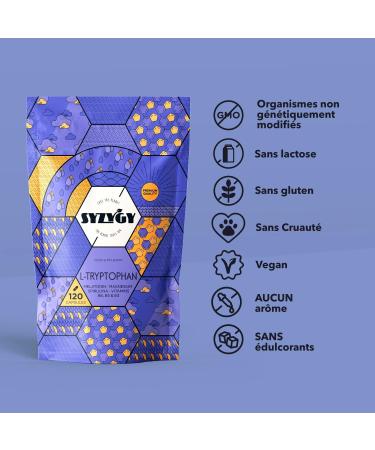 SYZYGY FOOD | Triptophan + Melatonin and Mangesium + Vitamins B6 B5 B3 and Spirulina | 1.78mg Melatonin | 120 Capsules | 600mg Triptophan with Magnesium for Good Sleep - Buy Online on GoSupps.com