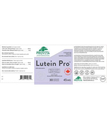 Lutein Pro by Provita Nutrition (Canadian Made) 30 Capsules - Buy Online on GoSupps.com