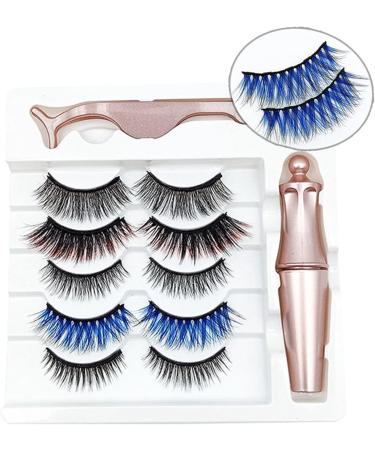 jklashfi 10 Pairs of Mixed Style Color Magnetic False Eyelashes Waterproof Eyeliner Tweezers Set Thick Magnetic False Eyelashes - Buy Online on GoSupps.com