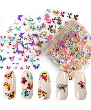 30 Sheets 3D Butterfly-shape Decals Colorful Self Adhesive Manicure Tips Flower Designs Nail Art Decor Nail Foil Stickers(1)