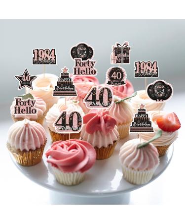 Rngmsi 40th Birthday Cupcake Topper - 40PCS 40th Birthday Decorations Women Rose Gold Cupcake Topper for 1984 40th Birthday Party Decorations Glitter 40th Birthday Party Cupcake Toppers Decor Supplies Rose Gold 40th - Buy Online on GoSupps.com