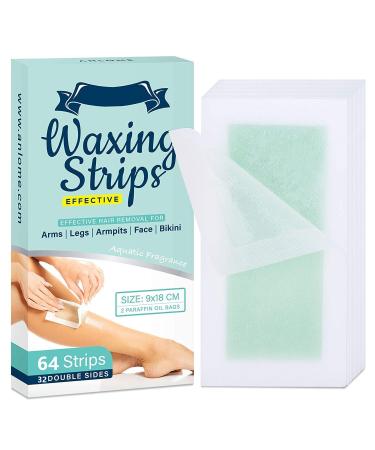 Body Wax Strips 64 Counts Large Size for Face Legs Underarms Brazilian Bikini Women, 7.1 * 3.5 Inches, Wax Hair Removal Strips with Natural Formula Body 64