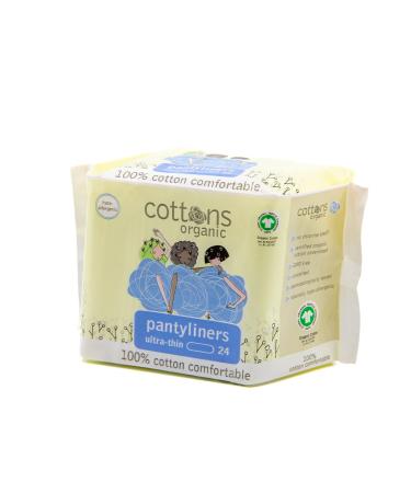 Cottons Organic Panty Liners Certified Organic Cotton Coversheet 24-Individually Wrapped Chlorine Free Unscented - Light Absorbency (Single Pack) 24 Count (Pack of 1)