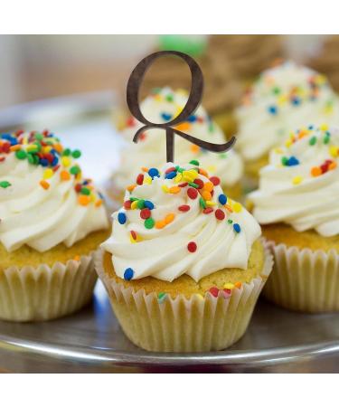 Initial Q Cupcake Toppers Wedding Letter Monogram Name Flower Wreath Beach For Wedding Bridal Shower Party Decorations Reusable Personalized Any 26Letters Birthday Gifts Brown 6PCS Style-8 - Buy Online on GoSupps.com