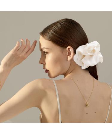 Jumbo Silk Stain Scrunchies for Women - Oversize Luxury Hair Ties - Milky White - Buy Online on GoSupps.com