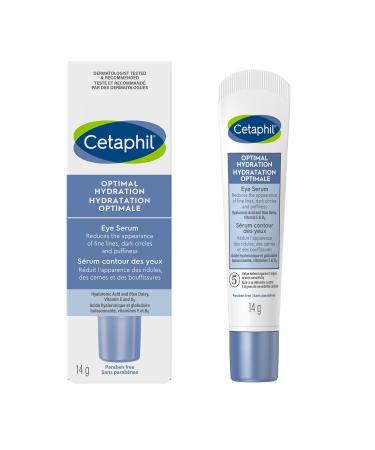 Cetaphil Optimal Hydration Eye Serum For Wrinkles Dark Circles and Puffiness Dry Dehydrated and Sensitive Skin 48 Hour Hydration for with Hyaluronic Acid Vitamin E & Vitamin B5 Dermatologist Recommended 14g