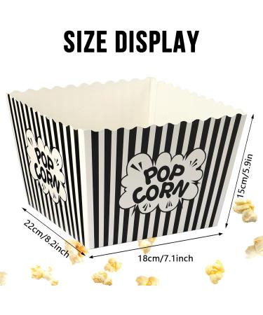 DECYOOL Popcorn Bowl 6 Pack Paper Popcorn Buckets Paper Popcorn Set Bowl Classic Black & White Striped Container Big Popcorn Containers for Movie Night (8.66" Square x 5.9" Deep) - Buy Online on GoSupps.com
