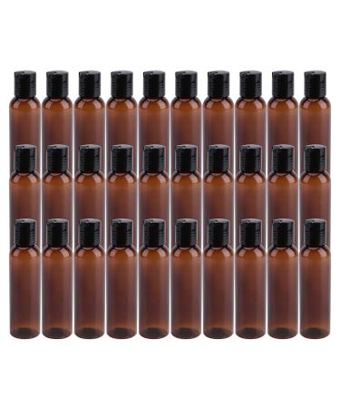 Bekith 30 Pack 4oz Plastic Squeeze Bottles with Disc Top Flip Cap, Empty Amber BPA-Free Refillable Containers For Shampoo, Lotions, Liquid Body Soap, Creams