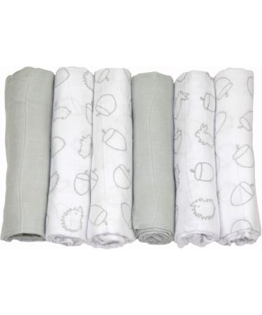 MuslinZ 6pk Baby Muslin Squares Burp Cloths 70x70cm - Woodland Print | 100% Cotton Absorbent & Breathable - Buy Online on GoSupps.com