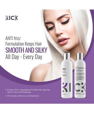 Kick Purple Shampoo for Blonde & Grey Hair - 8oz | Award-Winning Toning Formula to Neutralize Brassiness & Enhance Blonde Tones - Buy Online on GoSupps.com