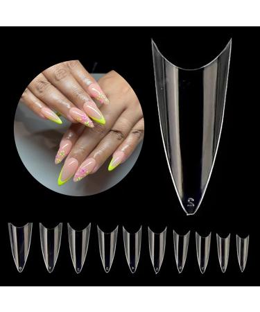 500pcs Clear Almond Shaped Nail Tips | Half Cover Acrylic Nail Professional Supplies - Buy Online on GoSupps.com
