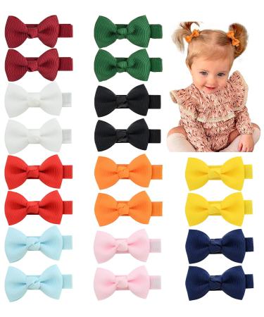 20Pcs Baby Hair Clips Bows Fully Lined Baby Barrettes Grosgrain Ribbon 2" Hair Clips for Girls Infant