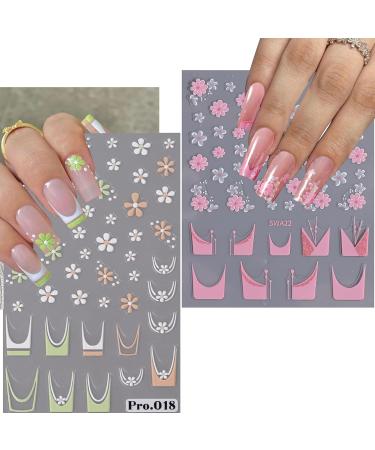VOTACOS 7 Sheets Flower Nail Art Stickers - 3D Embossed Spring Floral Decals for Manicure | Colorful Daisy French Tip Accessories - Buy Online on GoSupps.com
