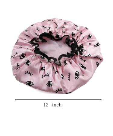 Quanchen Reusable Shower Cap for Women | Waterproof Elastic EVA Bath Cap | Pink Eyes Design - Buy Online on GoSupps.com