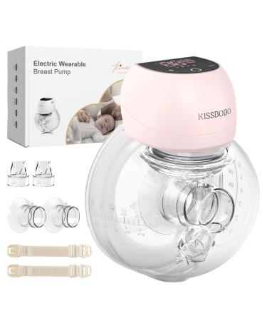 Breast Pump Electrical Hands Free 4 Modes 12 Levels with LED Dispaly Electric Wearable Breast Pumps Low Noise Painless Rechargeable Wireless Portable Pump W/ 21/24MM Flanges(Pink) Pink*1