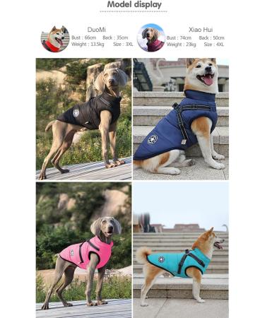 2-in-1 Dog Jacket with Dishes for Large Dogs - Warm Outdoor Sports Vest in Turquoise 5XL  - Buy Online on GoSupps.com